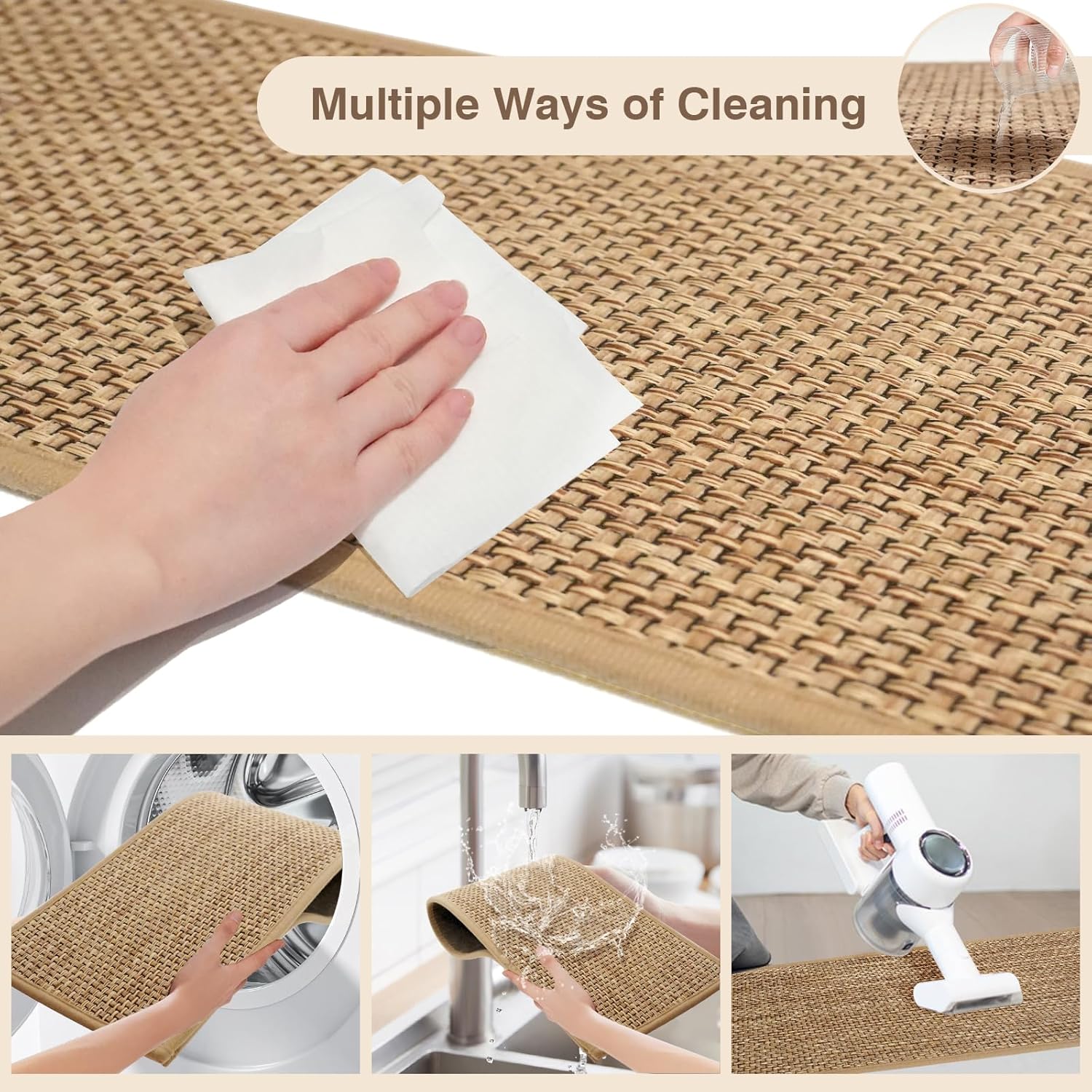 Non-Slip Carpet Stair Tread Mat 31" x 31" Landing Rug, Washable Stair Carpet for Kids and Pets, 31"x31", Beige