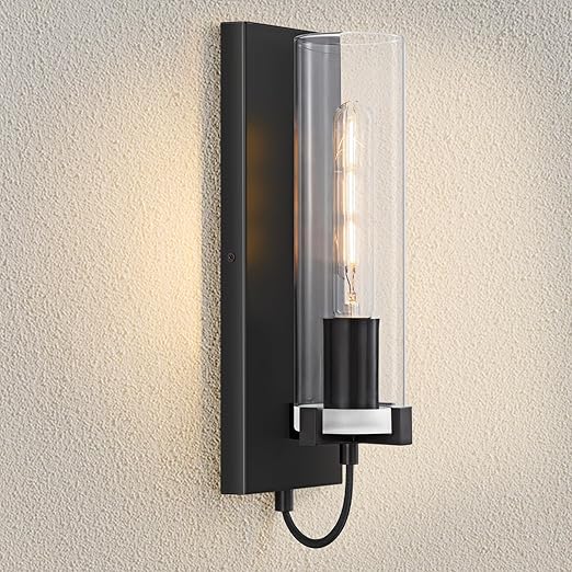 Matte Black Wall Sconces 1 Light Bathroom Vanity Light Fixture W Cle Hooked on Pickin