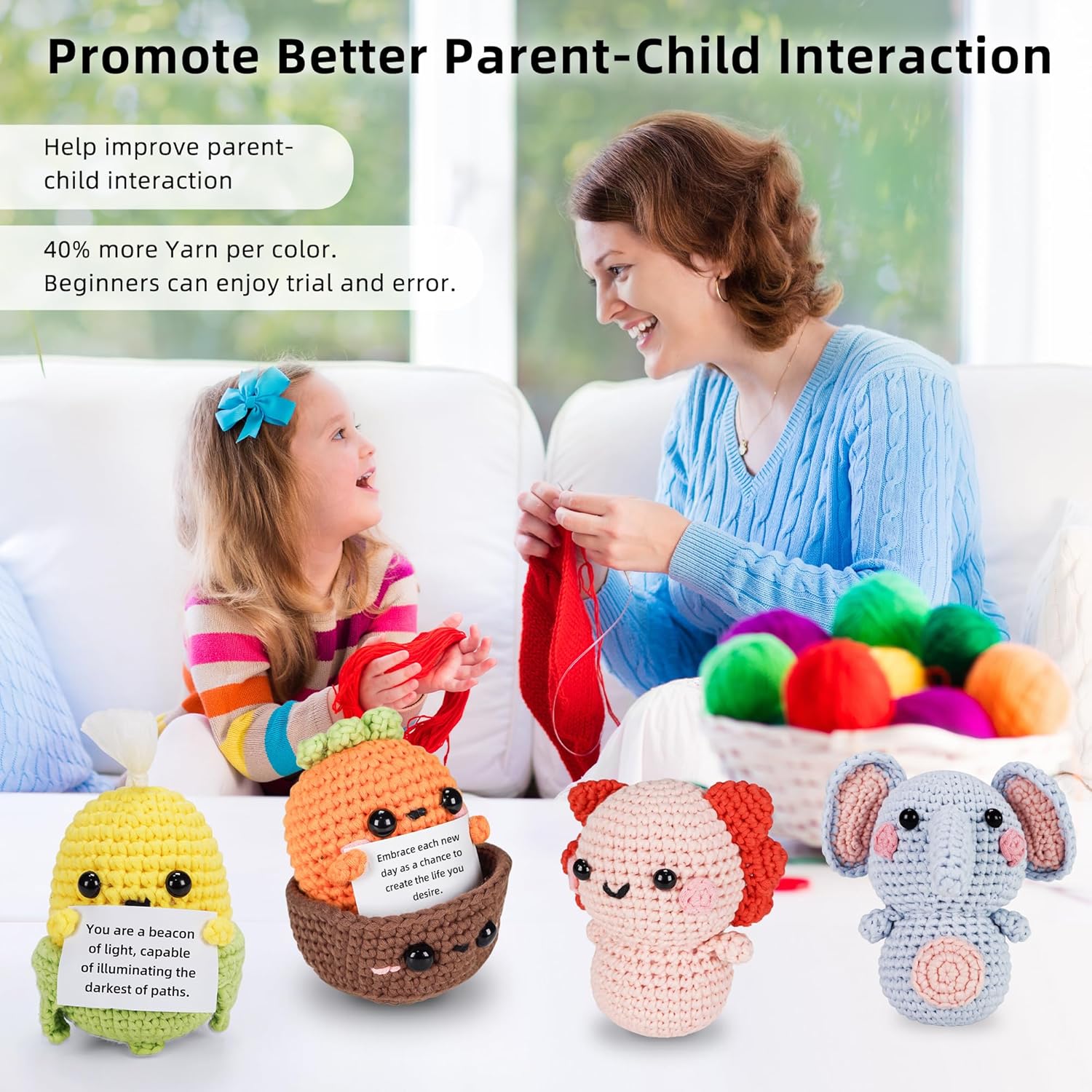 WaldyWop Crochet Kit for Beginners Kids, Wobbles Crochet Animal Kit, Complete Starter Knitting Set w/Step-by-Step Video Tutorials, Easy Yarn (Extra 40%), Hook - DIY Craft Kits, Gifts for Girls Teen