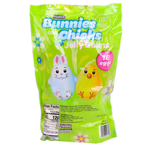 18 Count Prefilled Plastic Eggs with Candy Jelly Beans- Assorted Bunnies, Chicks, and Patterned Eggs (Best By: 02/2027)