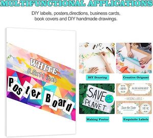 Poster Board 8.5''x 11'',25 Sheets White Cardboard Sheets,Small Poster Board 250GSM,Presentation Board for School Arts Craft Projects Drawing Display