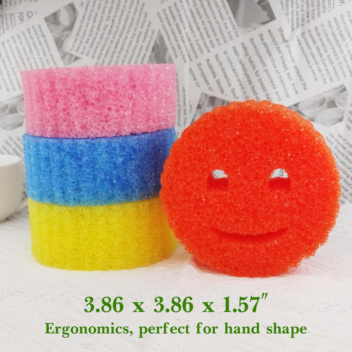 Dual Sided Sponge and Scrubber, Free Multipurpose Dishwashing, Stain & Odor Resistant Kitchen Cleaning Sponges - Multi-Functional Premium (3 PCS)