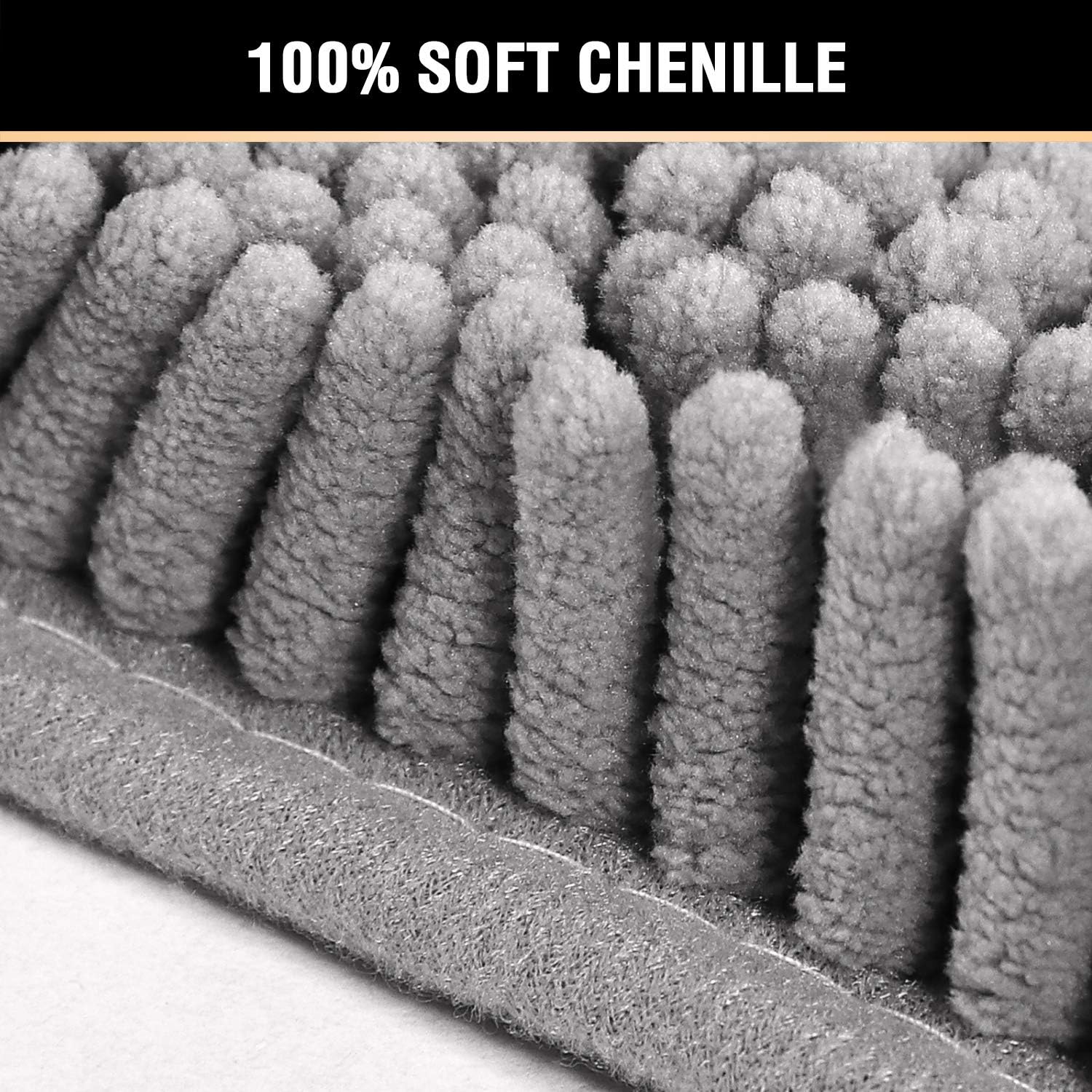 Bath Mats for Bathroom Non Slip Luxury Chenille Ultra Soft Bath Rugs 20x32 - Gray