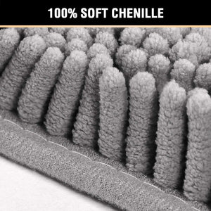 Bath Mats for Bathroom Non Slip Luxury Chenille Ultra Soft Bath Rugs 20x32 - Gray