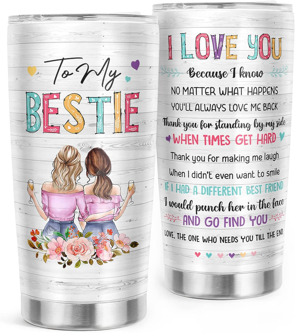 Friendship Gifts for Women Friends - Galentines, Valentines, Birthday, Christmas Gift Ideas for Best Friend, Bestie, BFF - Presents for Female Unique - 20 Oz Stainless Steel Coffee Tumbler