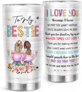 Friendship Gifts for Women Friends - Galentines, Valentines, Birthday, Christmas Gift Ideas for Best Friend, Bestie, BFF - Presents for Female Unique - 20 Oz Stainless Steel Coffee Tumbler