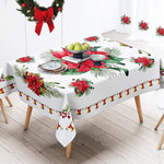 Christmas Poinsettia Tablecloth Dining-Table Decoration Winter Kitchen Small Bell Pattern Suitable Holiday Decor 60x84 inch red Visit the Cuteiush Store