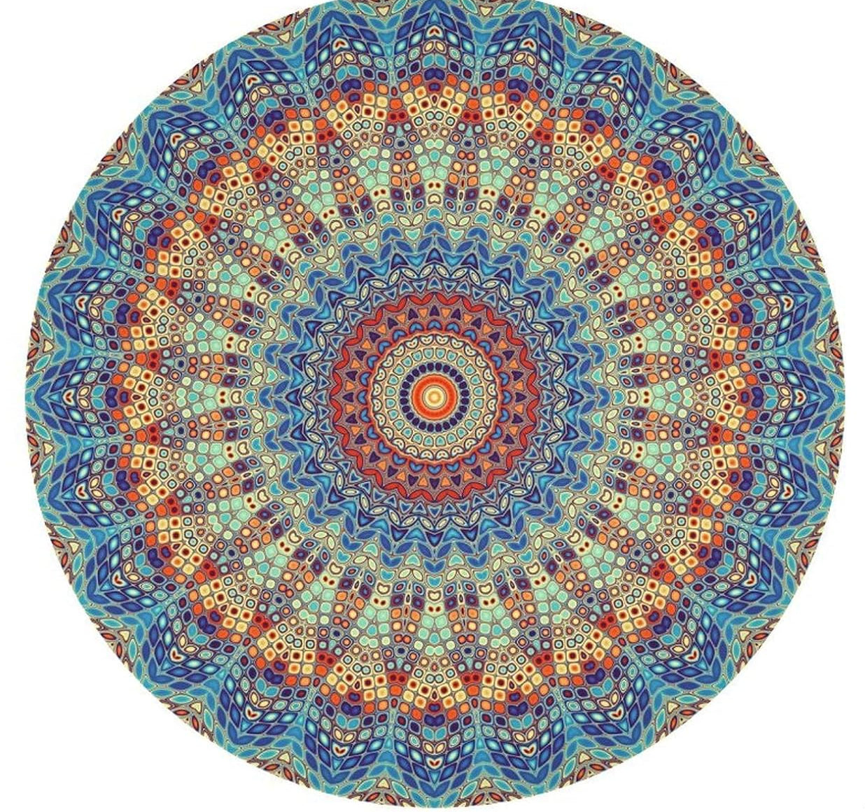 Round 52" Fitted Tablecloth Mandala Boho