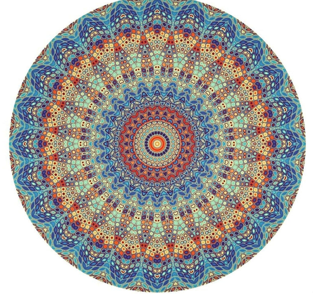 Round 52" Fitted Tablecloth Mandala Boho
