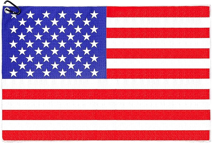 American Flag Golf Towels, Microfiber Waffle Golf Towel, Suitable for Men's Golf Gifts (Red Flag)