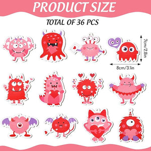 Little Monster Valentines Ornaments with String (36 pc)