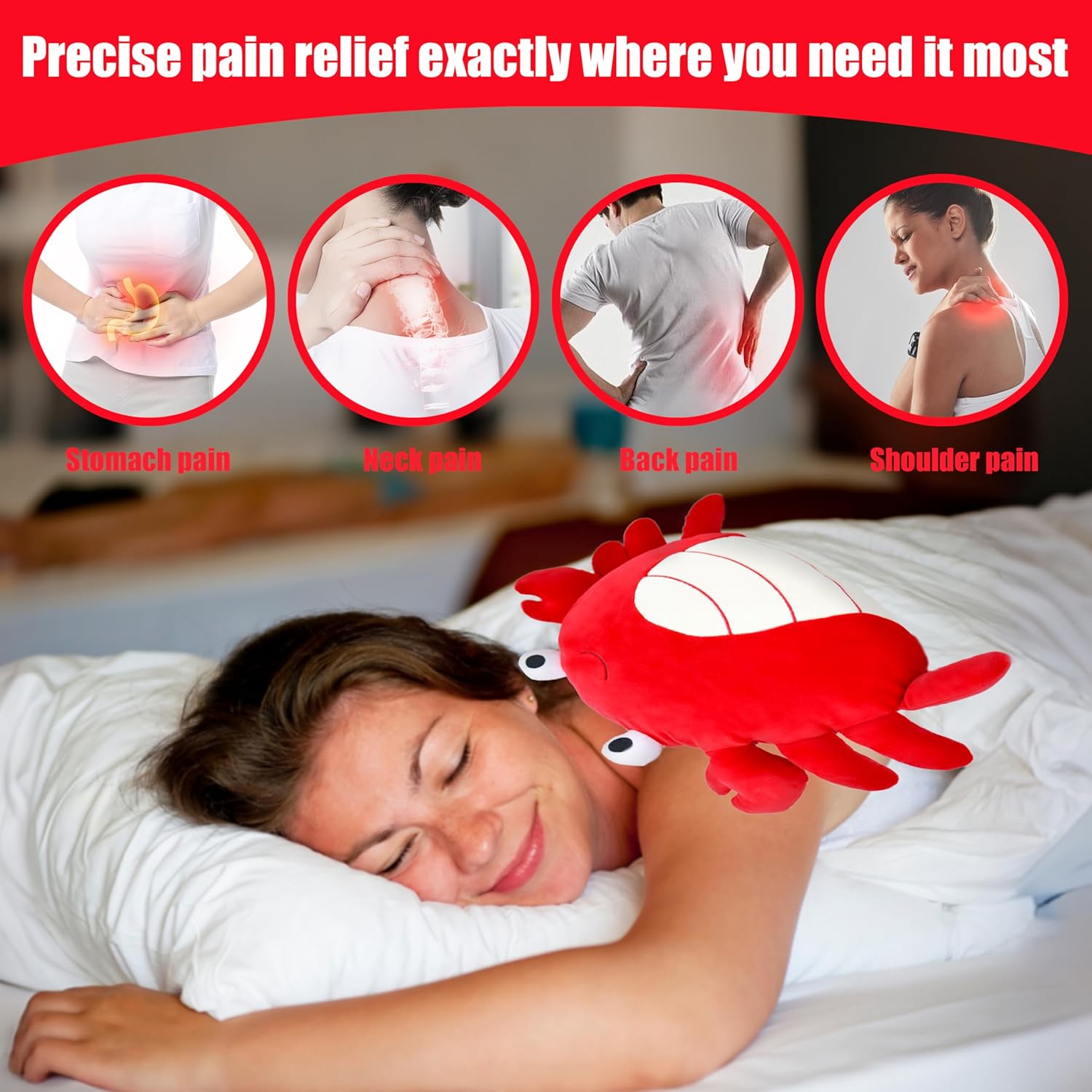 Microwavable Cute Crab Plush Heating Pad, Lavender-Scented Cozy Warm Stuffed Animal for Cramps & Pain Relief, Heated Plush Toy for Bedtime Cuddles, Stress Relief Gift for Women