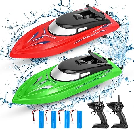 2PACK RC Boat,Remote Control Boats for Kids and Adults,10km/H 2.4G High Speed Remote Control Boat, Fast RC Boats for Pools and Lakes with 4 Rechargeable Battery