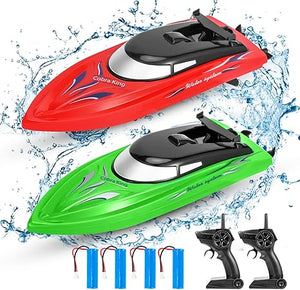 2PACK RC Boat,Remote Control Boats for Kids and Adults,10km/H 2.4G High Speed Remote Control Boat, Fast RC Boats for Pools and Lakes with 4 Rechargeable Battery