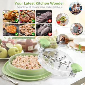 Chicken Shredder Tool Twist Large with Detachable Plate for Easy Transfer, Chicken Breast Shredder, Meat Shredder, Strong Anti-Slip Strip Base, Visible Lid, Ergonomic Handle, Dishwasher Safe