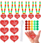 24 Sets Camp Necklace Craft Camping Party Favors I Love Camp Beaded Necklace Craft Kit Colorful Travel Camping Beads Bulk for Birthday Classroom School Rewards Supplies