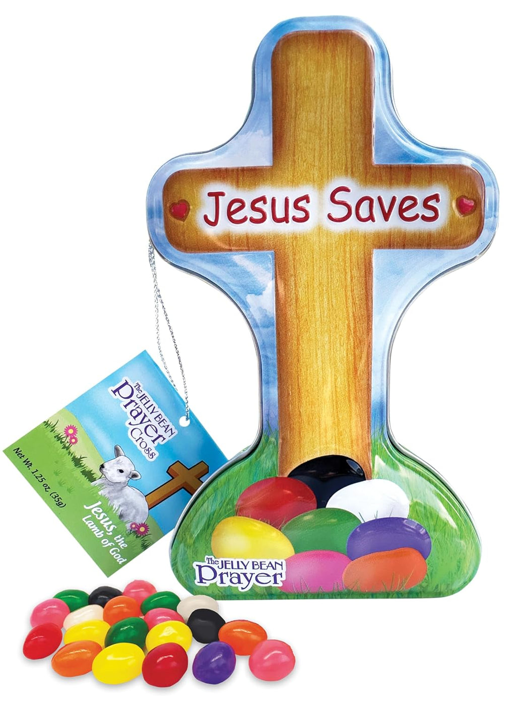 Scripture Candy, Jesus Saves! The Jelly Bean Prayer Cross Tin with Jelly Beans (Best By: 8/31/26)