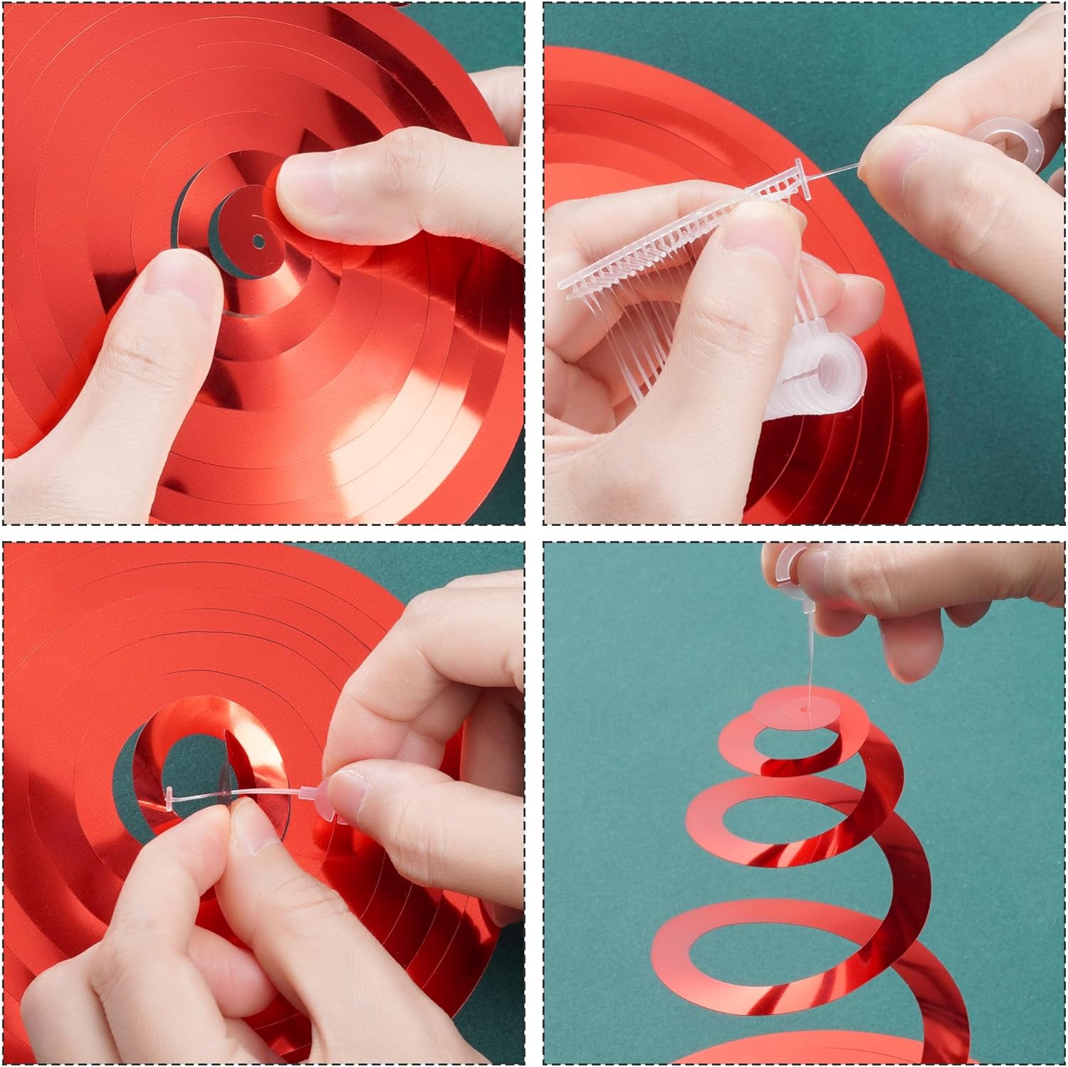 Ceiling Swirl Foil Decorations Hanging Plastic Streamer Themed Swirl Party Valentine’s Day Decoration, Pack of 28 (Sliver, Red and Pink)