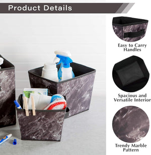 Laundry Storage Collection, Foldable Organizing Bin, Black, Trapezoid Assorted Set