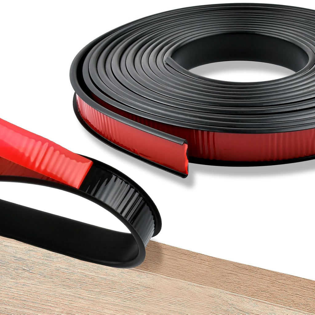 19.7Ft U Shape Banding, Fit 3/4inch Plywood Trim, Self-Adhesive TPE Edge Protector U Channel Safety Guards for Veneer Furniture Countertop Table Cabinets Shelves Black