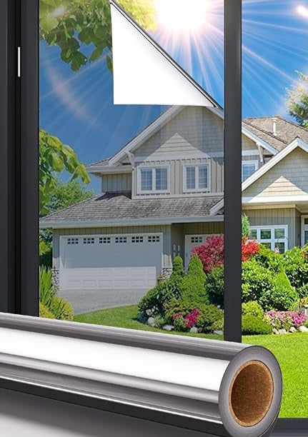 Coavas Window Films for Privacy, UV Protection Window Film for Sun Blocking, UV Heat Control No Glue Static Cling Window Tint for Home 23.6x157.5in