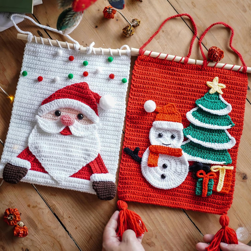Crochet Kit for Beginners, Christmas Crochet Kit for Beginners Adults, Knitting Kits Hooks Yarn Set with Step-by-Step Video Tutorials, Tapestries Style