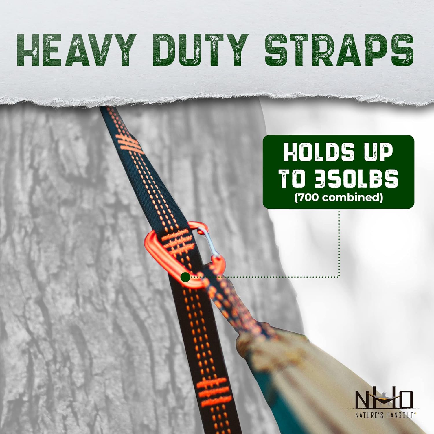 Hammock Straps for Trees with 2 Carabiners - 10 FT Tree Swing Strap - Rope Hammock 350+ LBS
