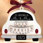 Mr and Mrs Gifts - Wedding Gift for Couples 2025, Bride, Future Mr and Mrs - First Christmas Married Ornament 2025 - Bridal Shower Gift for Married Newlywed - Wood Ornament