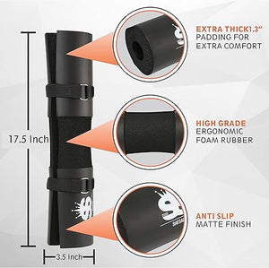 Barbell Squat Pad with two Lifting straps - Neck & Shoulder Protective Pad - Perfect for Lunges, Hip Thrusts & Squats Workout - Foam Sponge Pad - Great for Weightlifting Cushion for Men & Women