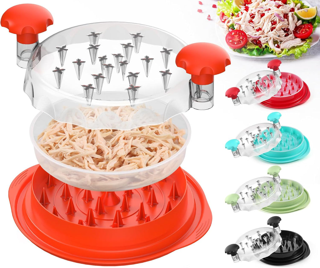 Chicken Shredder Tool Twist Large with Detachable Plate for Easy Transfer, Chicken Breast Shredder, Meat Shredder, Strong Anti-Slip Strip Base, Visible Lid, Ergonomic Handle, Dishwasher Safe