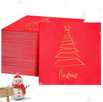 100-Count 2-Ply Christmas Napkins - Red and Gold Disposable Premium Quality - 5" x 5" for Xmas Party