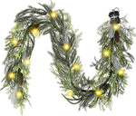 Decorbyhannah Christmas Garland with Lights, Prelit 6ft Lighted Norfolk Pine Garland, Battery Operated Artificial Greenery Christmas Decorations for Mantle, Home Decor Indoor Outdoor