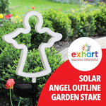 Exhart Garden Solar Lights, Decorative Angel Garden Stake, LED, Cute Yard and Pathway Decor, White Outline, 7.5 x 34 Inch
