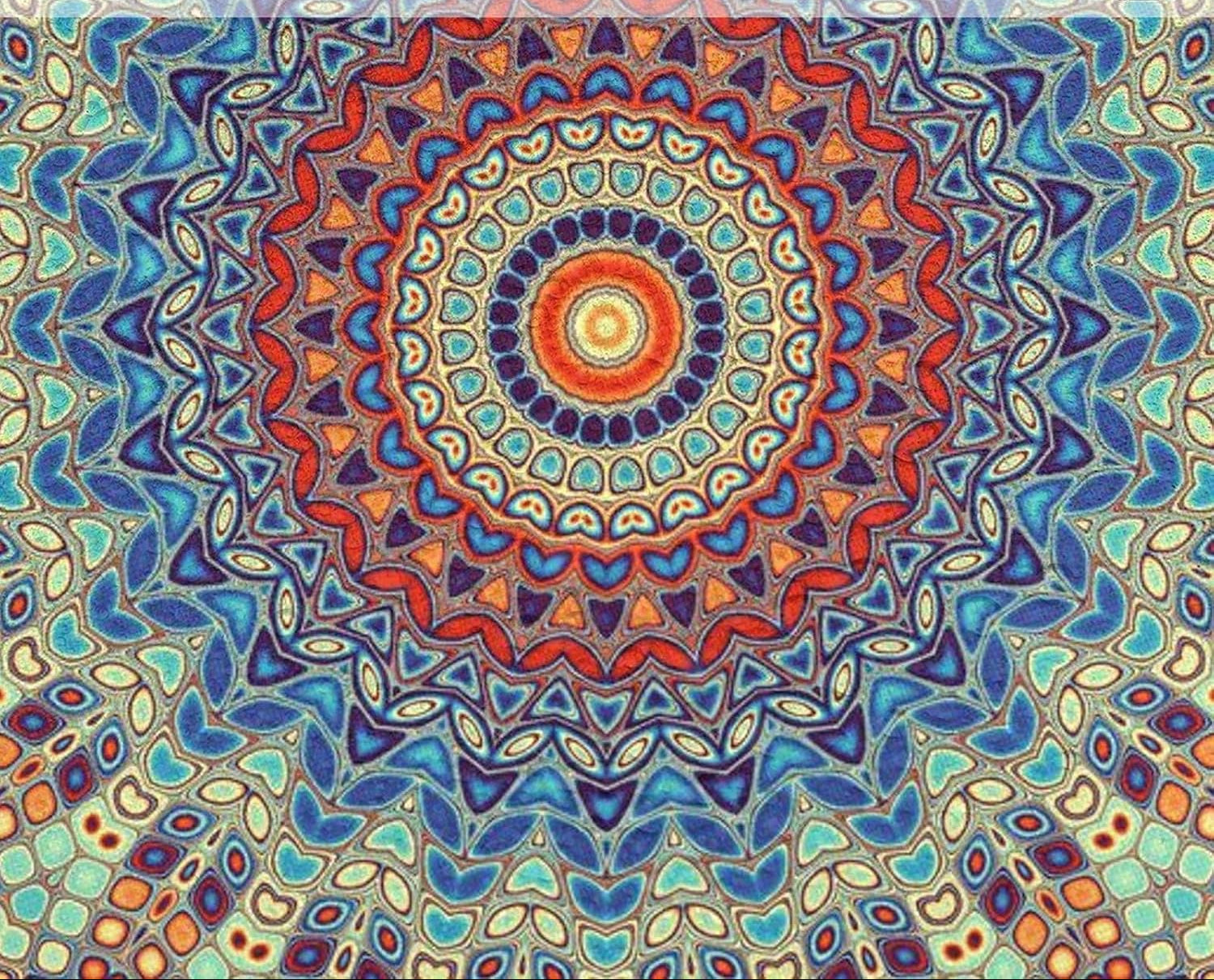 Round 52" Fitted Tablecloth Mandala Boho