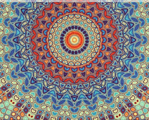 Round 52" Fitted Tablecloth Mandala Boho