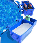 Pool Storage Basket with Pool Cup Holder, Above Ground Pool Accessories, Pool Toy Basket, Pool Storage Bin Containers Fits for Most Frame Pools (Blue-2 Sets)