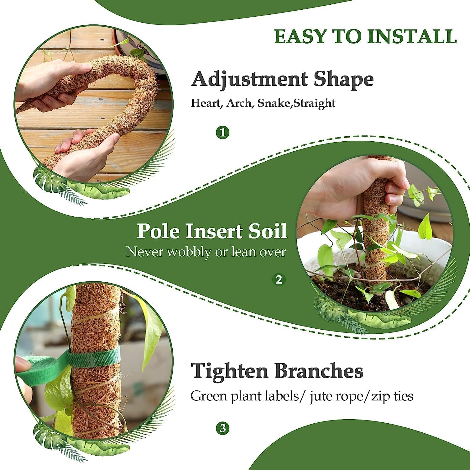 48 Inch Moss Pole, Bendable Moss Pole for Plants Monstera - Moss Poles for Climbing Plants Indoor, Handmade Coco Coir Plant Support Stakesfor Potted Plants, Pothos, Philodendron