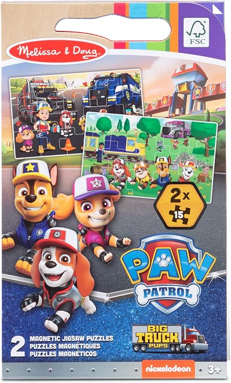 Melissa & Doug PAW Patrol Take-Along Magnetic Jigsaw Puzzles - Big Pup Trucks | Puzzles for Kids | Travel Activity Pad | 3 and Above