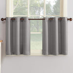 No. 918 Montego Casual Textured Semi-Sheer Grommet Kitchen Curtain Tier Pair, 56" x 24", Nickel