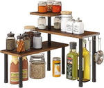 Corner Shelf Organizer, 3 Tier Bamboo Kitchen Countertop Rack for Living Room, Office, Bookshelf Display Shelves, Space Saving Storage Shelves,Rustic Brown