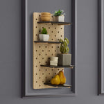Decorative Pegboard Shelf Set Natural & Black MDF 10"x20"H