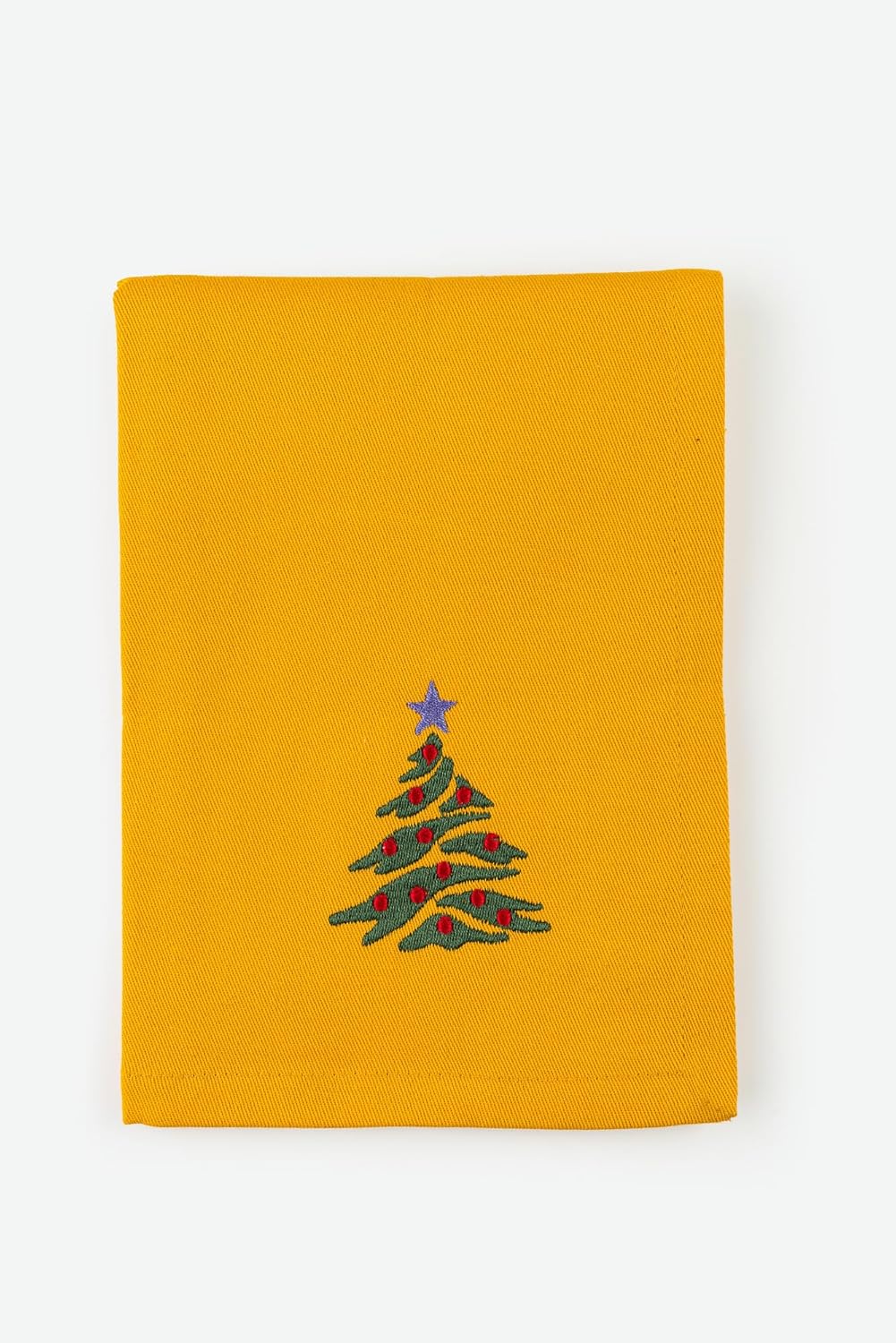 Christmas Cloth Napkins Yellow Dining Table Dinner Napkins| Washable Cotton Napkins Easter Basket Decor|Christmas Tree Embroidered 18x18 in Yellow Pk of 6 Cocktail Party Napkins