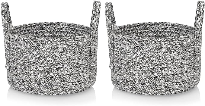CubesLand Small Storage Baskets for Shelf,Cube Organizer Basket Bin,Woven Baskets for Shelves,Soft Toys Storage Basket,Baby Nursery Basket Bin,Home Decor 9.5x5.51 Gray