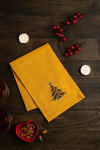 Christmas Cloth Napkins Yellow Dining Table Dinner Napkins| Washable Cotton Napkins Easter Basket Decor|Christmas Tree Embroidered 18x18 in Yellow Pk of 6 Cocktail Party Napkins
