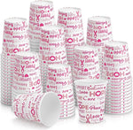 Hsei 150 Pcs 9 oz Breast Cancer Awareness Paper Cups White Pink Disposable Cups with Ribbon Coffee Drinking Cups Peace Believe Love Hope Power Awareness Fight Care for Breast Cancer Party Supplies
