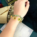 Enamel Sunflower Pendant Bracelet