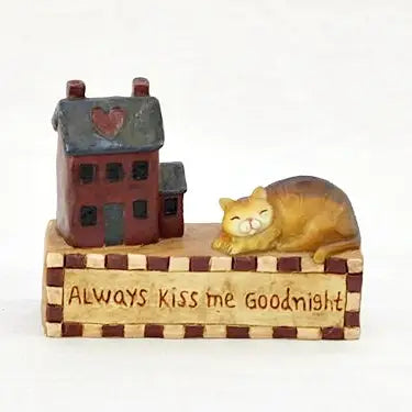 Word Block Figurine-Cat-Always Kiss Me Goodnight