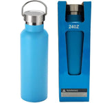 24OZ Water Bottle Flask - Matte Blue Stainless - SS Top - Copper Plated Inner Wall