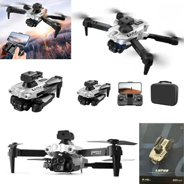 Dual Camera Drone - #LU200 - Colors May Vary - Camera, Real Time, LED - Still Photo & Video - Tactical Case