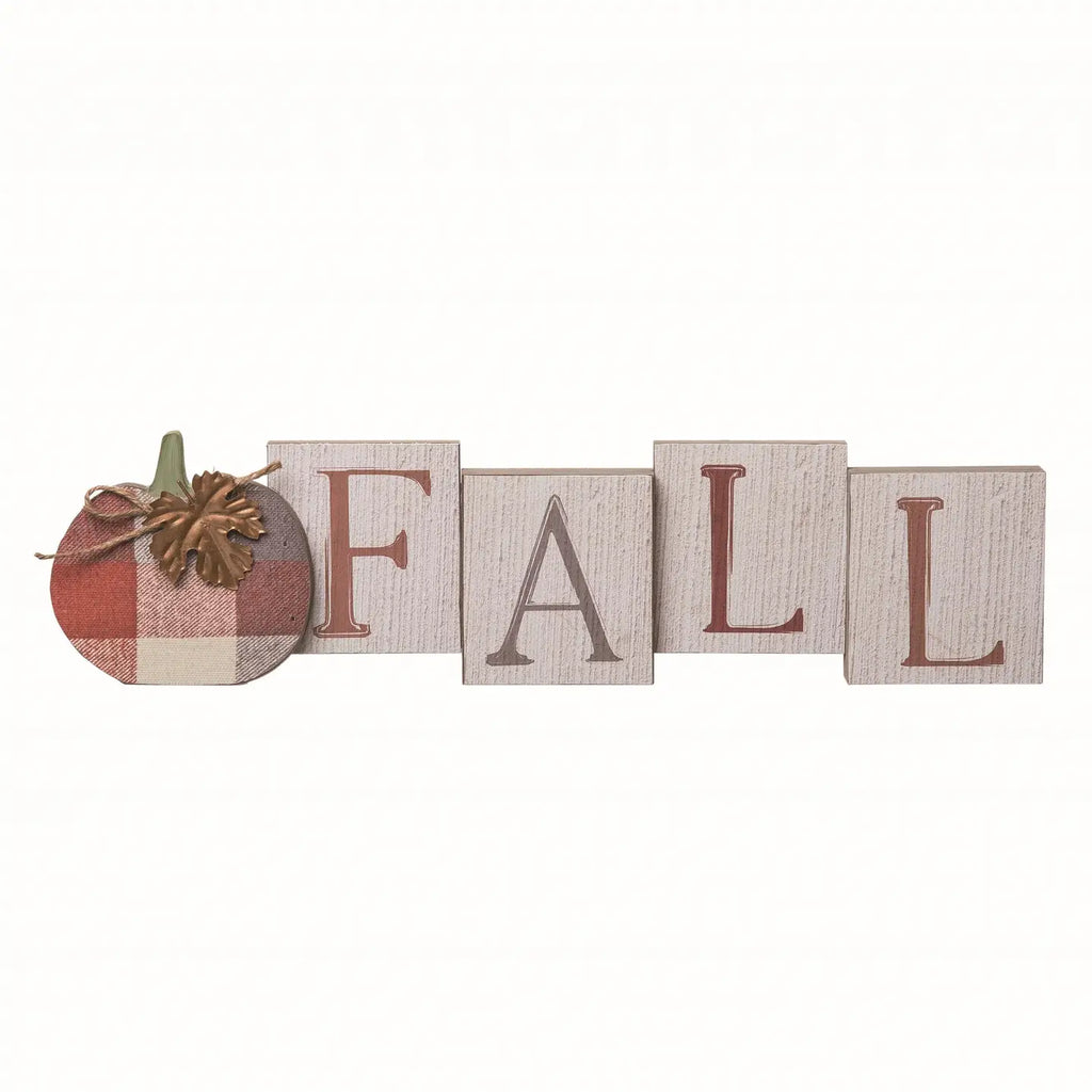 Wood White Harvest Tabletop Decor for Fall Featuring Decorative Letters and Words in Rustic Wood Style